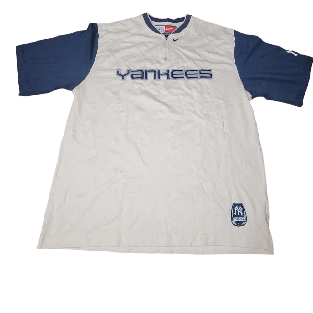 Nike Vintage 90s New York Yankees Baseball Short Sleeve 1/4‎ Zip T-Shirt Size L